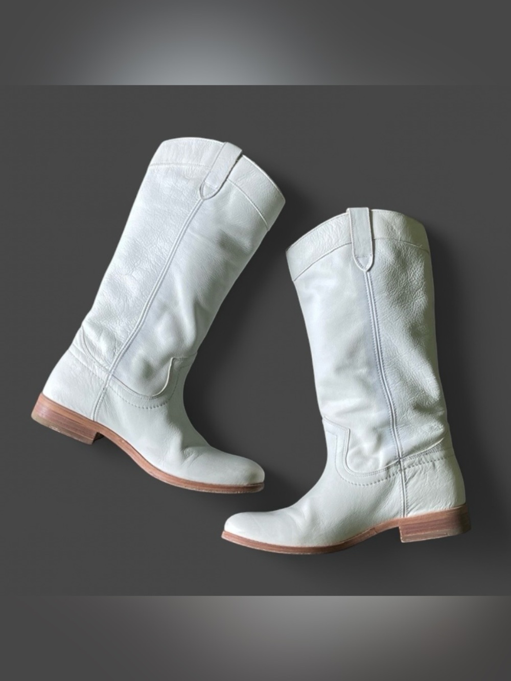FRYE Melissa Pull On White Mid-Calf Boots 7